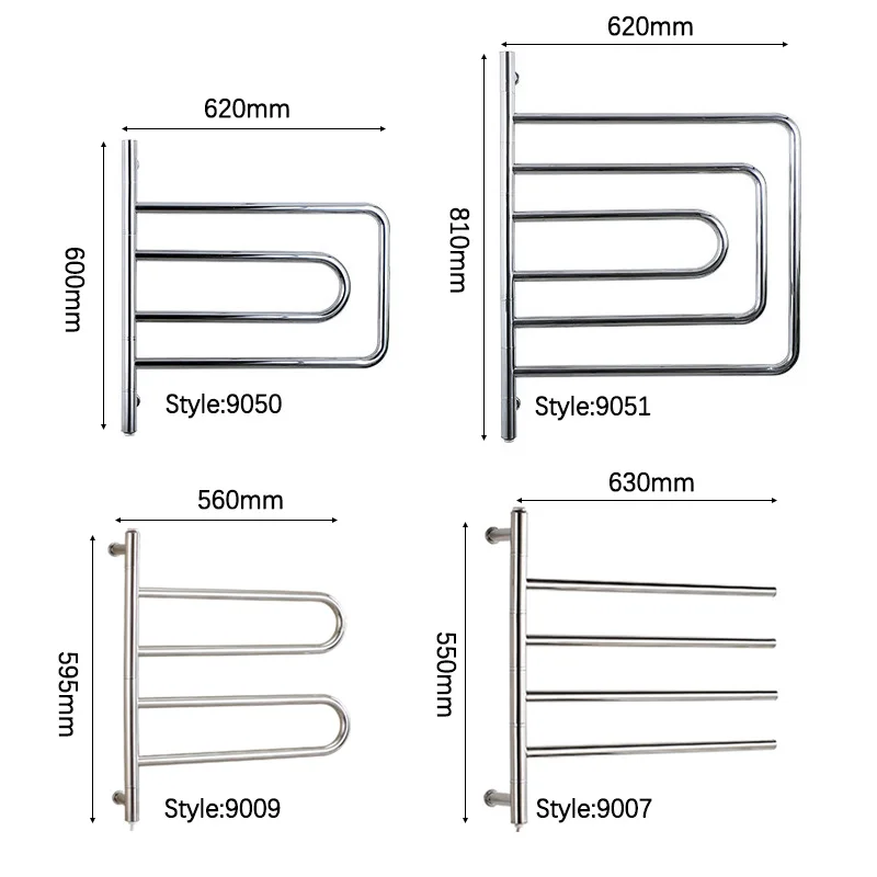 Scaldasalviette scaldasalviette elettrico girevole di nuovo stile scaldasalviette da bagno in acciaio inossidabile portasciugamani elettrico termostatico