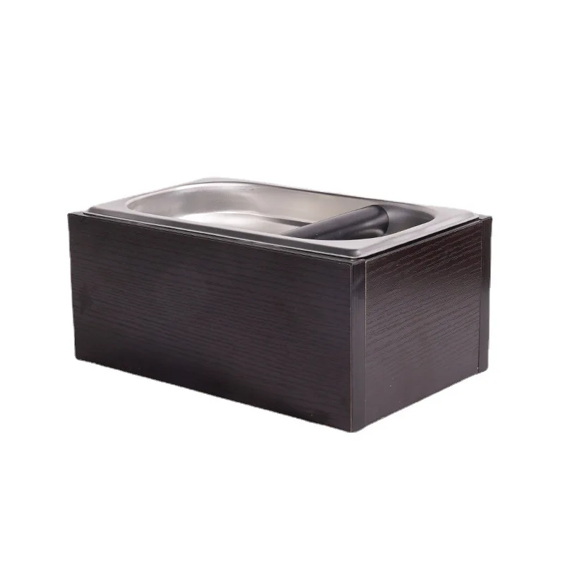 

Coffee machine slag box, coffee powder wood base slag box, modern simple stainless steel slag box