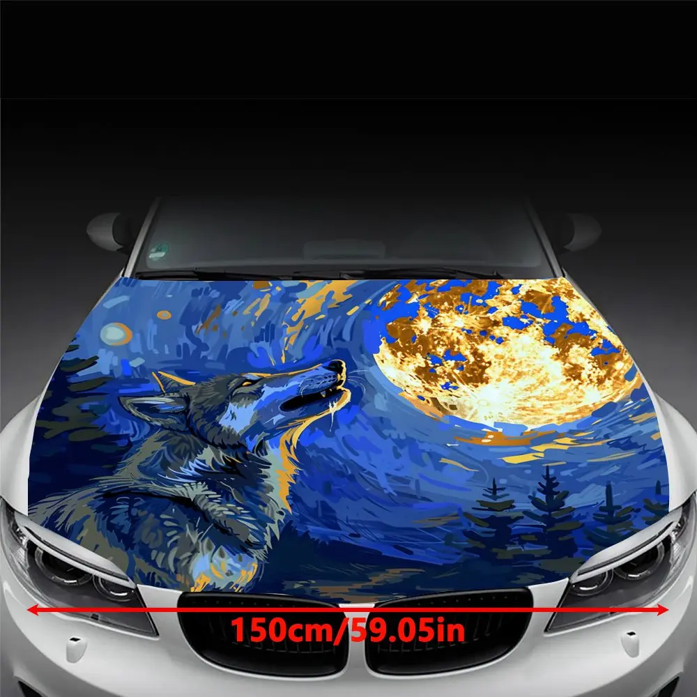 Wild Wolf with Starry Sky Vehicle Sticker - Stunning Design, Durable Material, Perfect for Boats and Cars, DIY Installation