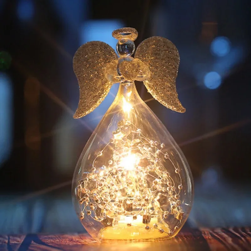 NEW O.RoseLif Lucky Angel Glass Decoration LED Light Valentine's Day Wedding Decoration Good Luck Love Gift Party Home Decor