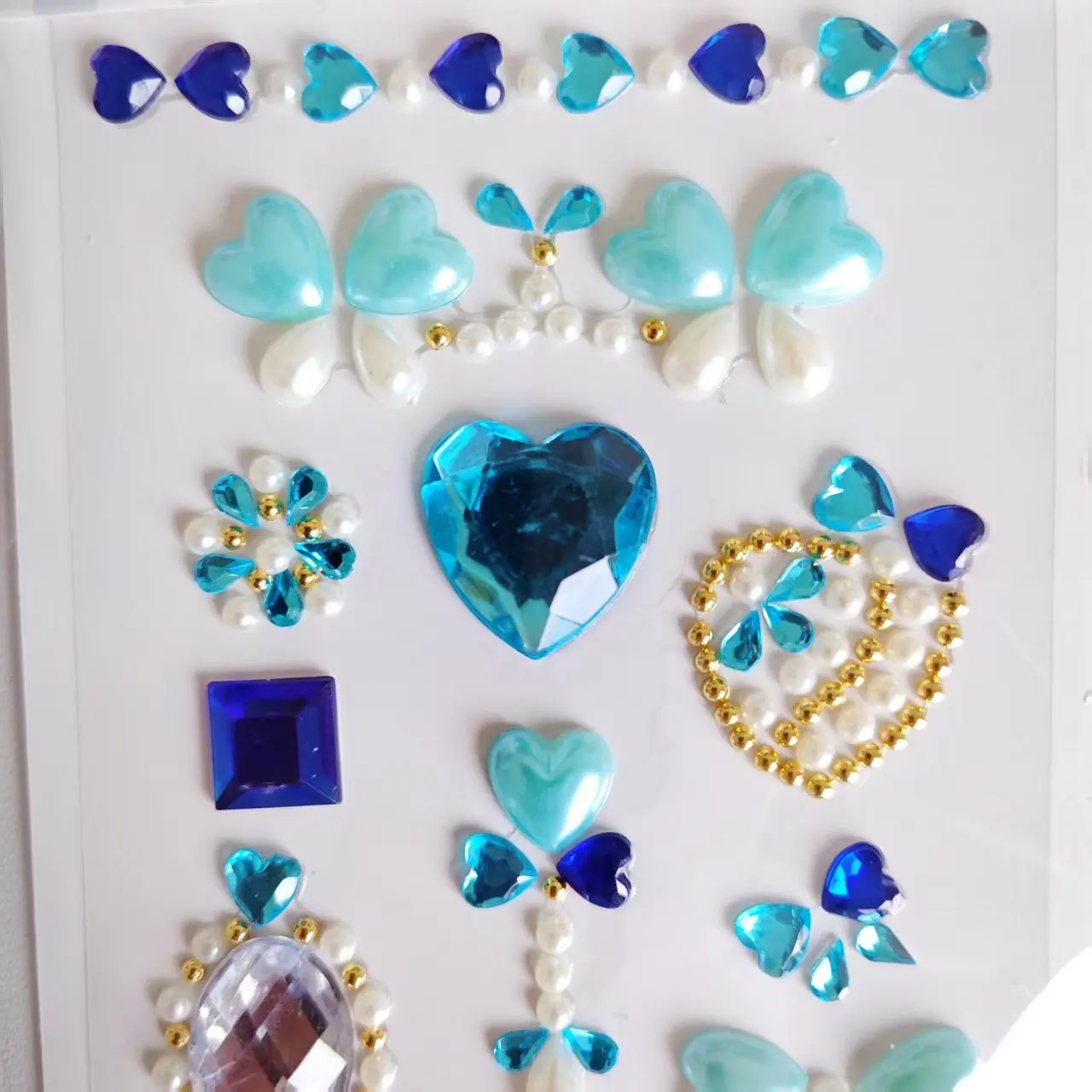 5 ملصقات زخرفية إبداعية ملونة، ملصقات أذن، ملصقات حجر الراين الماسية المصنوعة يدويًا، أحجار كريمة أكريليك كريستالية