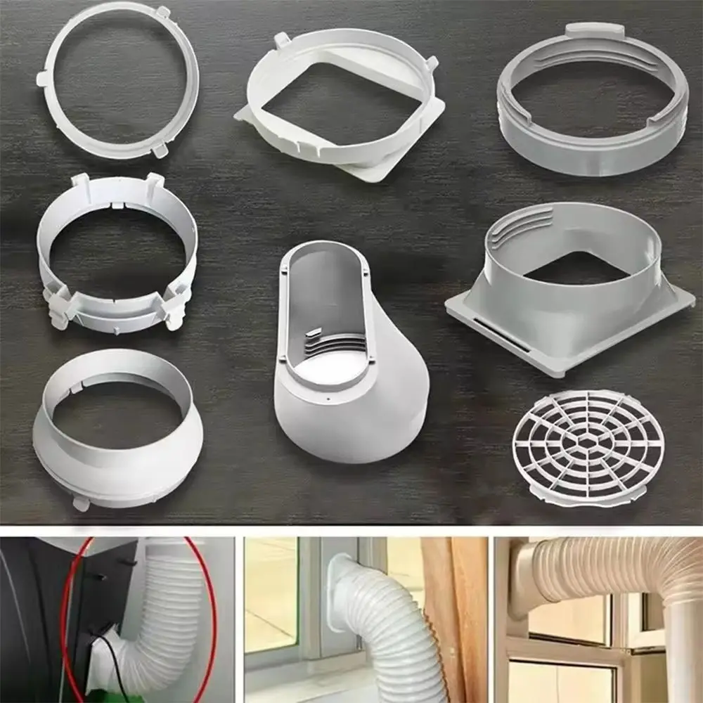 ABS Air Conditioner Exhaust Hose Connector Replacement Round/Square Shaped Exhaust Pipe Interface Exhaust Duct Hose Adapter