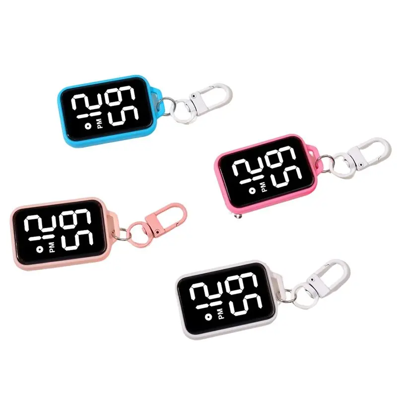 4Pcs LED Keychain Pocket Watch Digital Display Electronic Watch