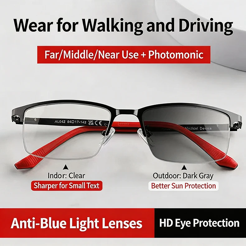Luxuriöse Business-Titan-Lesebrille für Herren, 10g Ultraleicht, Entmagnetisierte Quadratische Optische Brillenfassung, Flexibel und Komfortabel
