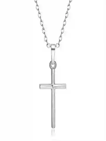 Fashion Christian Jesus Cross Necklaces Silver Color Long Chain Simple Pendants For Women Men Jewelry Gifts Dropshipping