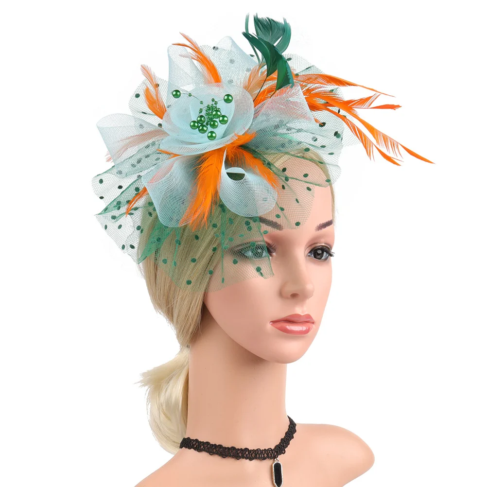 

Patchwork Fascinator Headband Removable Clip Bridal Wedding Tea Party Banquet Hairpiece Fascinator Hat