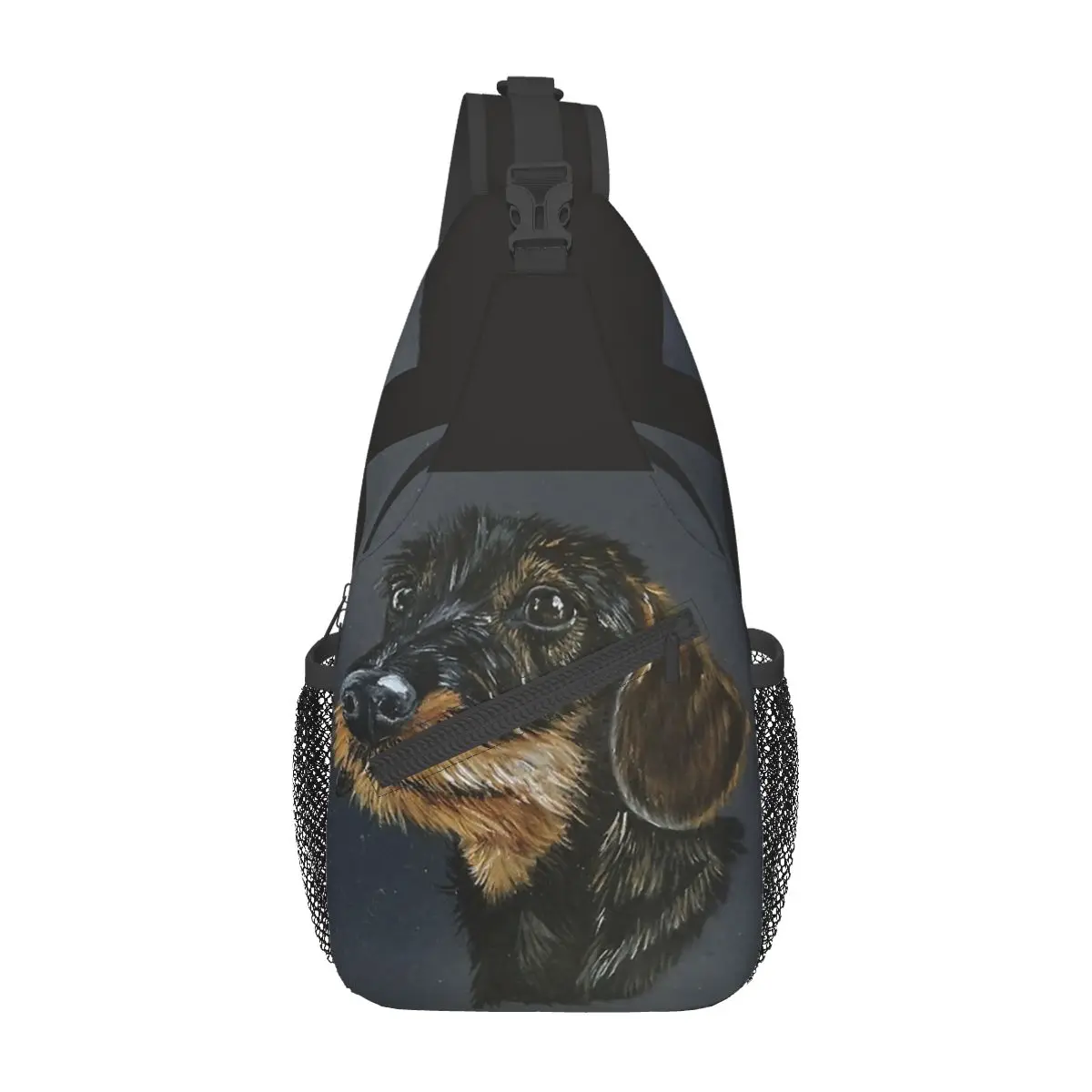 Dachshund Com Cerdas Dura Pequeno Sling Bag Peito Crossbody Ombro Mochila Viagem Caminhadas Daypacks Sausage Dog Moda Sacos