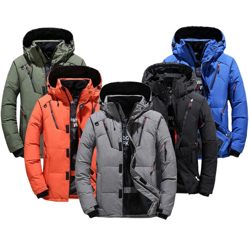 Men's Warm Thermal Ski Down Jackets Windproof  Winter With Hood Snow Coats Jacket Hiking Camping Fishing Windbreaker