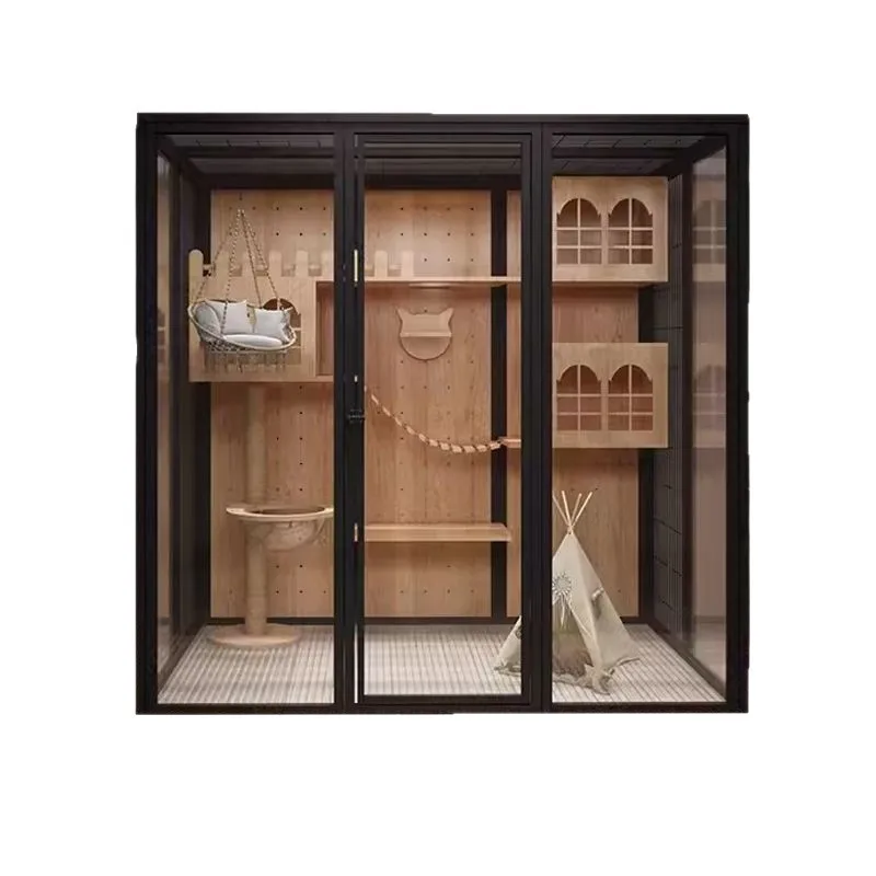 

Panoramic cat villa home, cat house glass display case