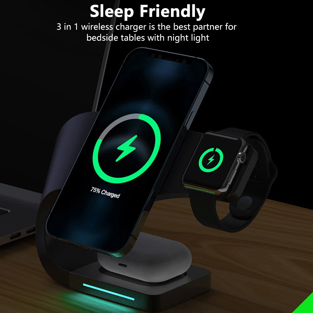 Caricabatterie Wireless 4 in 1 ricarica Wireless veloce magnetica per iPhone 12/13pro Max/12 Pro Max/12 Mini iWatch SE/6/5/4/3/2 Airpo