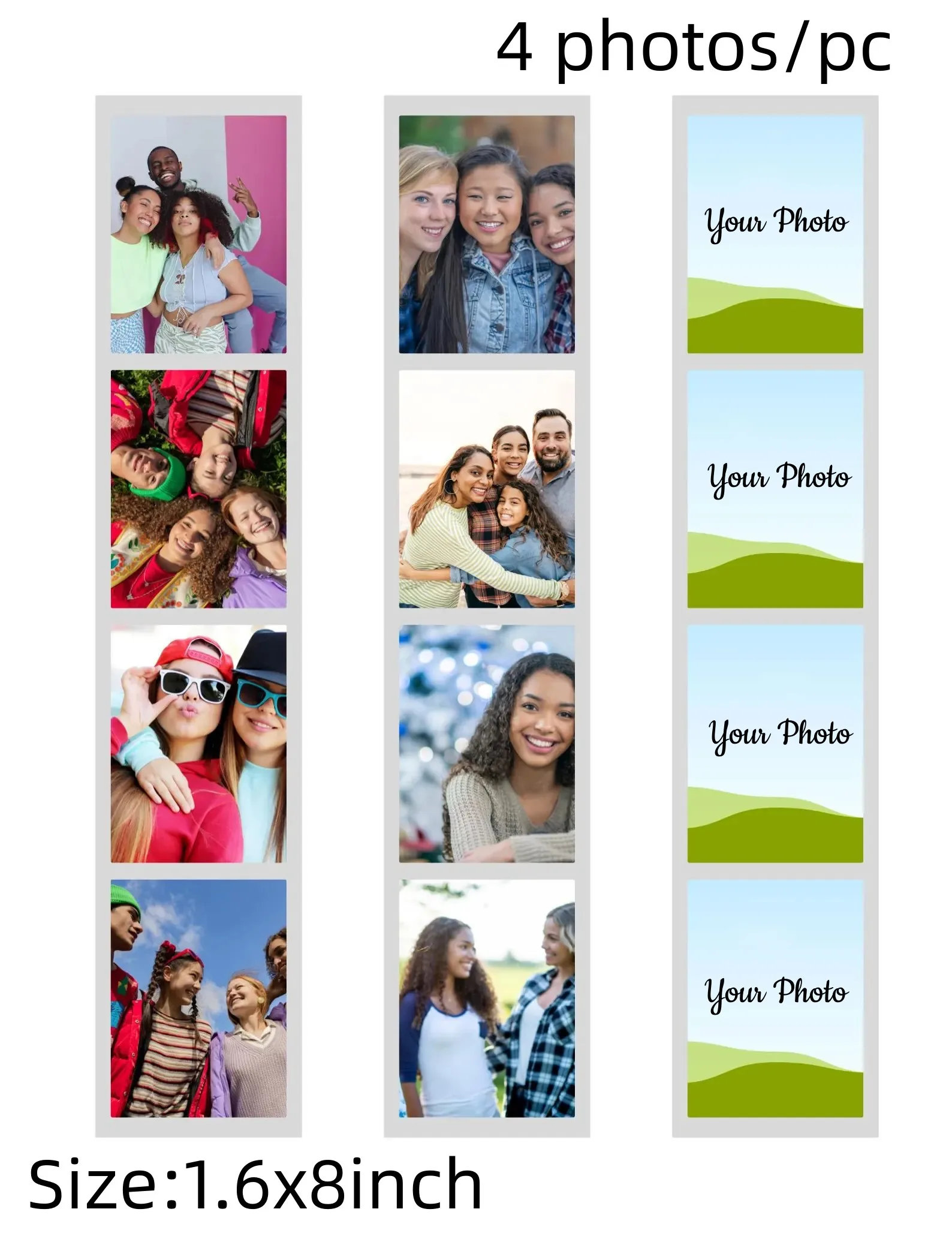 صور شخصية مغناطيس الثلاجة مقاس 1.6 × 8 بوصة - هدية لديكور المنزل، هدية عيد الحب، هدية للأم، هدية مخصصة #2