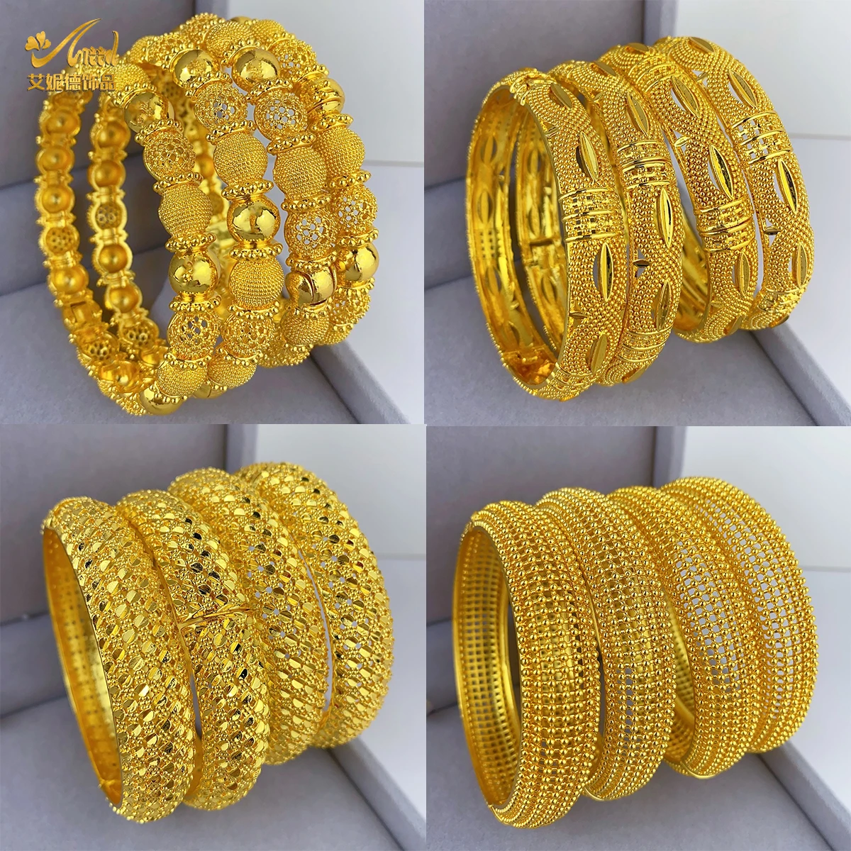 Luxury Dubai 24K Gold Color Bangles For Women Indian African Charm Bracelets Wedding Ethiopian Arabic Hand Jewelry Party Gifts