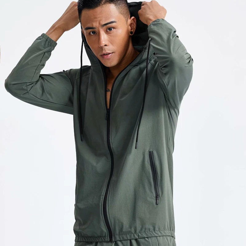 Men Fitness Sportswear Gym Training Long Sleeve Hoodies Sweatshirt Jogging Male Coat Cardigan Zipper Running Jacket