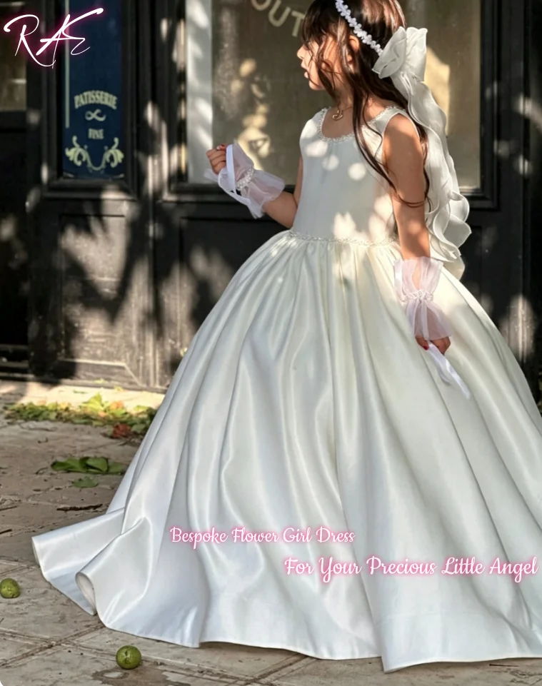 robe-elegante-sans-manches-en-satin-pour-demoiselle-d'honneur-pour-mariage-premiere-communion-concours-longue-bouffante-coupe-a-line-avec-col-orne-de-perles