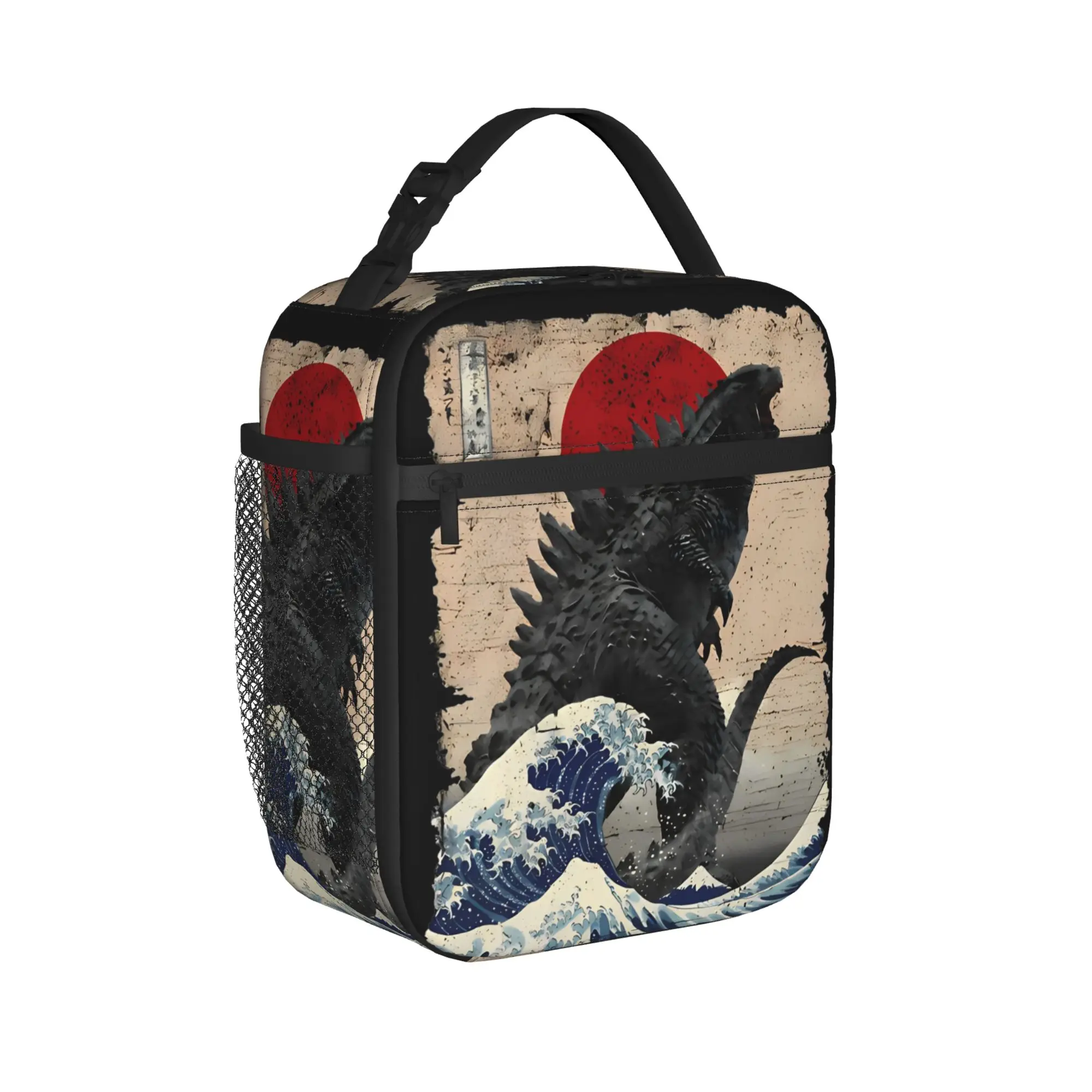 Godzillaed Great Wave Insulated Lunch Bag Large Lunch Container Thermal Bag Tote Lunch Box Office  Outdoor Food Bag