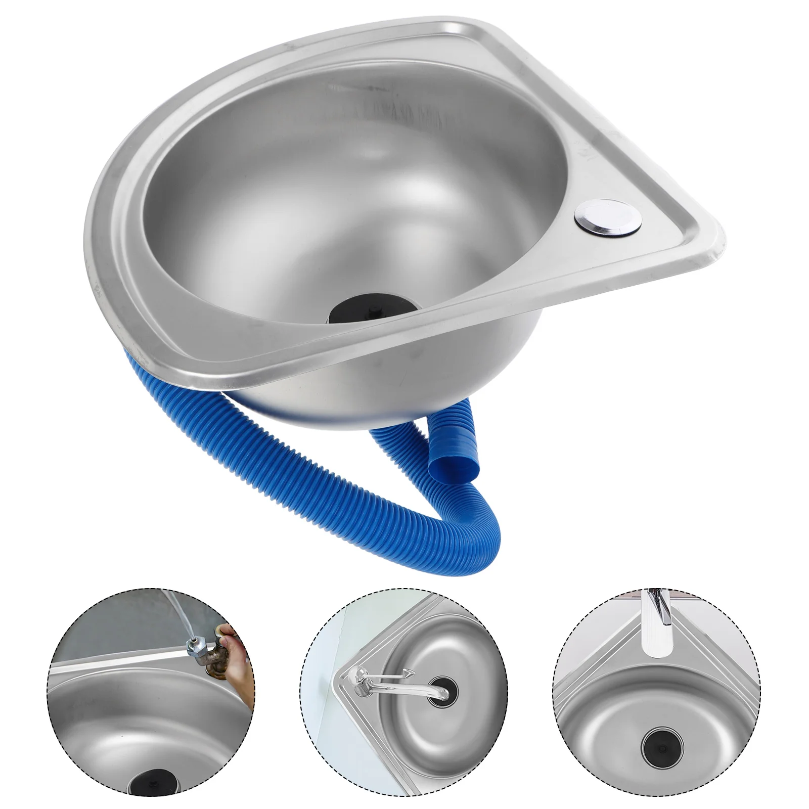 

RV Kitchen Sink Stainless Bathroom Basins Camper Vegetable Corner Motorhome Bar Steel Small Single Bowl Drop Tub