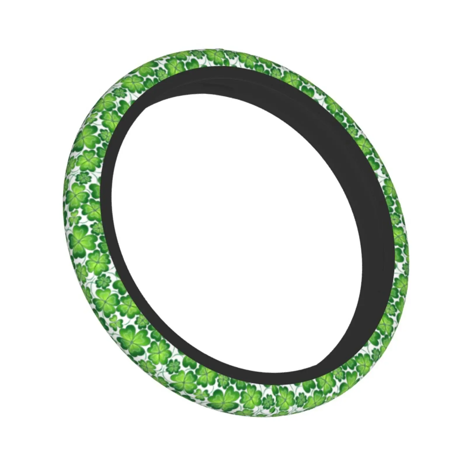 Lucky Four-Leaf Clover Pattern Car Steering Wheel Cover 38cm Soft Steering Wheel Protective Cover Auto Decoration Steering-Wheel