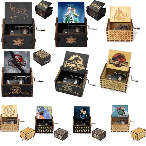 Spot Sale Wooden Hand Cranked Music Box Jurassic Can't Help Falling in Love Valentine's Day To Christmas Birthday Gift