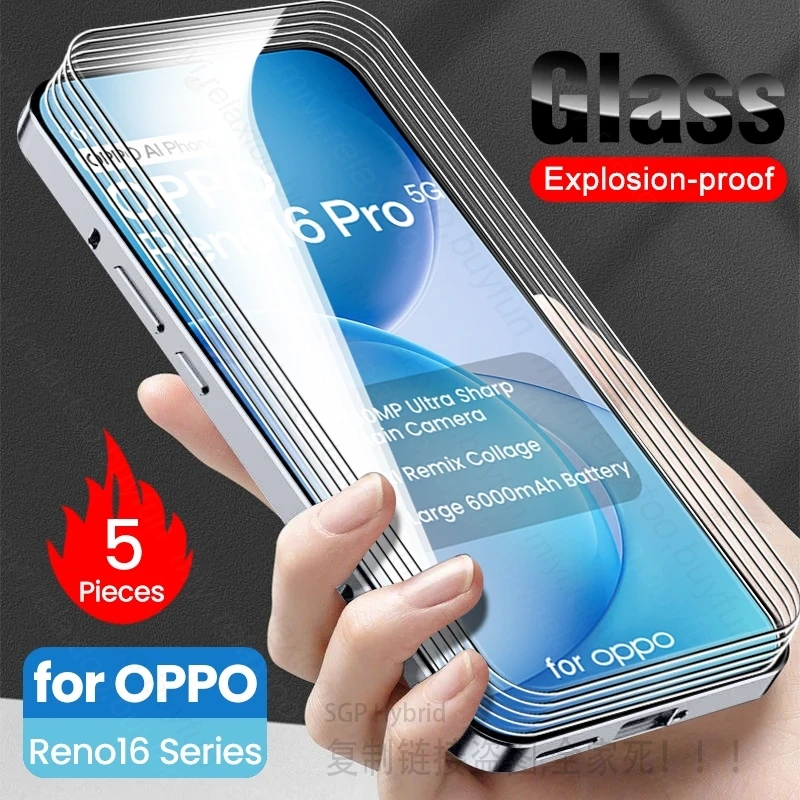for Oppo Reno16 Pro 5G Glass 5Pcs Protective Glass Reno 16 FS F Reno16F Reno16FS Reno16Pro 9H Anti-Scrath Screen Protectors Film
