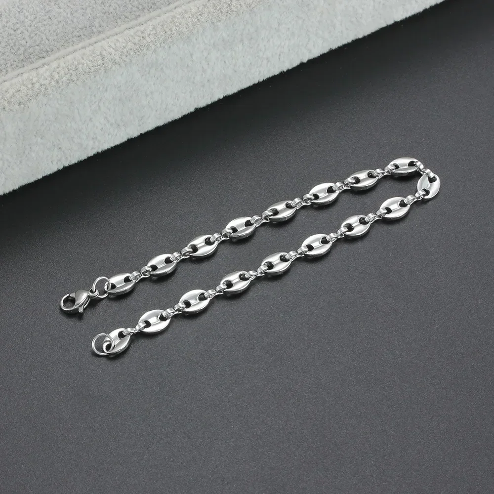 سوار سلسلة حبوب البن من الفولاذ المقاوم للصدأ للرجال والنساء ، مجوهرات جذابة ، يد هيب هوب ، هدية بالجملة ، 7-9 بوصة ، 316L #3