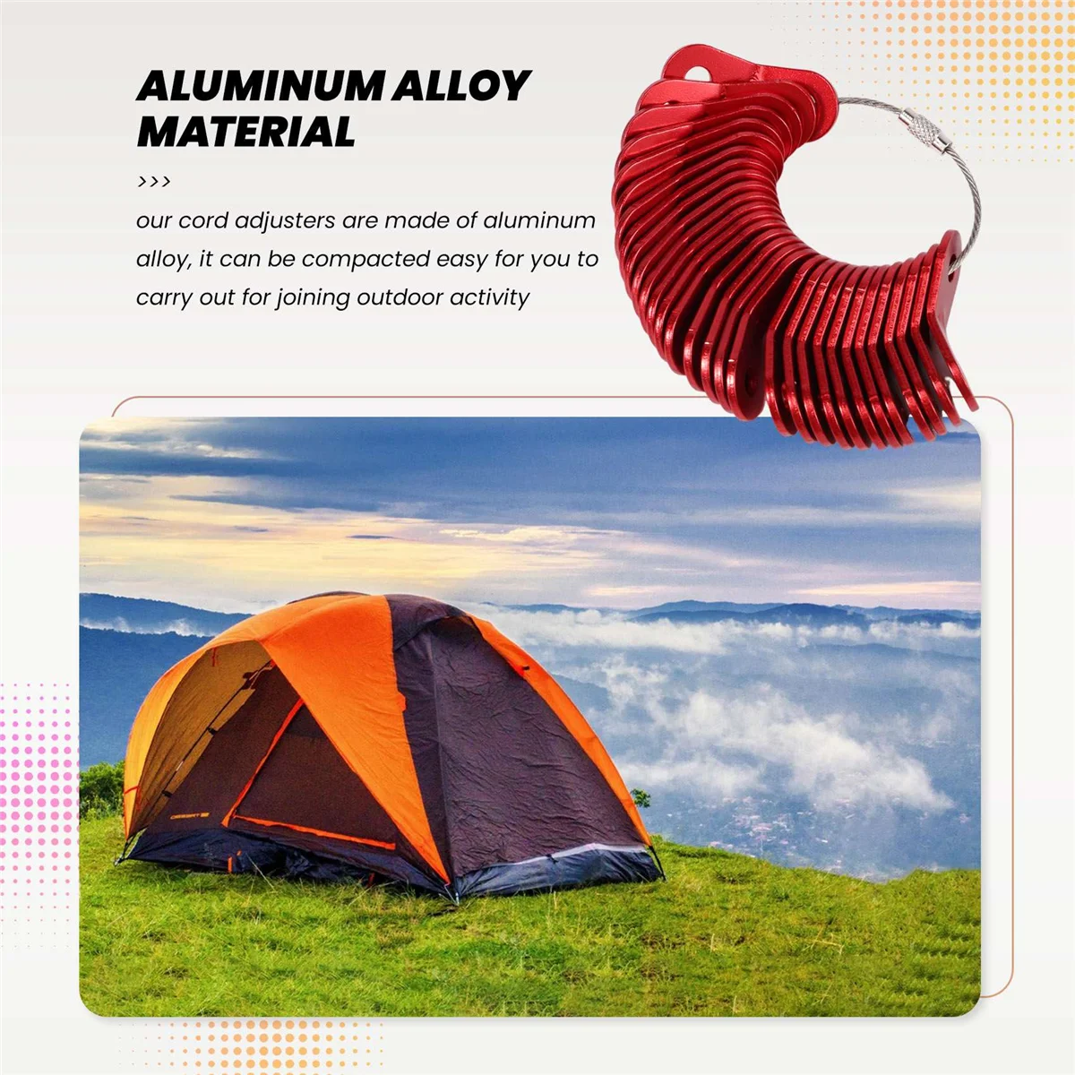 30 Pcs Aluminum Alloy Rope Cord Adjuster,Tent Tensioners Rope Adjuster Tent Rope Adjusters for Outdoor Camping Hiking Tent