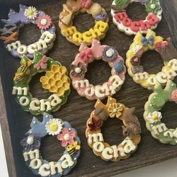 Christmas Wreath Shaped Biscuit Mold 3D DIY Baking Cutting Moulds Plastic Pressable Fondant Cookie Cutters Stamp Embossers