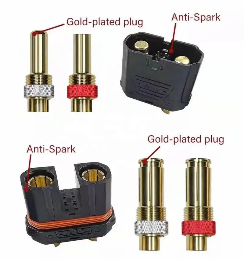 QS12 قابس طاقة مضاد للشرارة مع غطاء واقي ، للخدمة الشاقة ، مطلي بالذهب ، موصل بطارية ، مصنع بالتحكم عن بعد ، الزراعة ، طائرة بدون طيار UAV