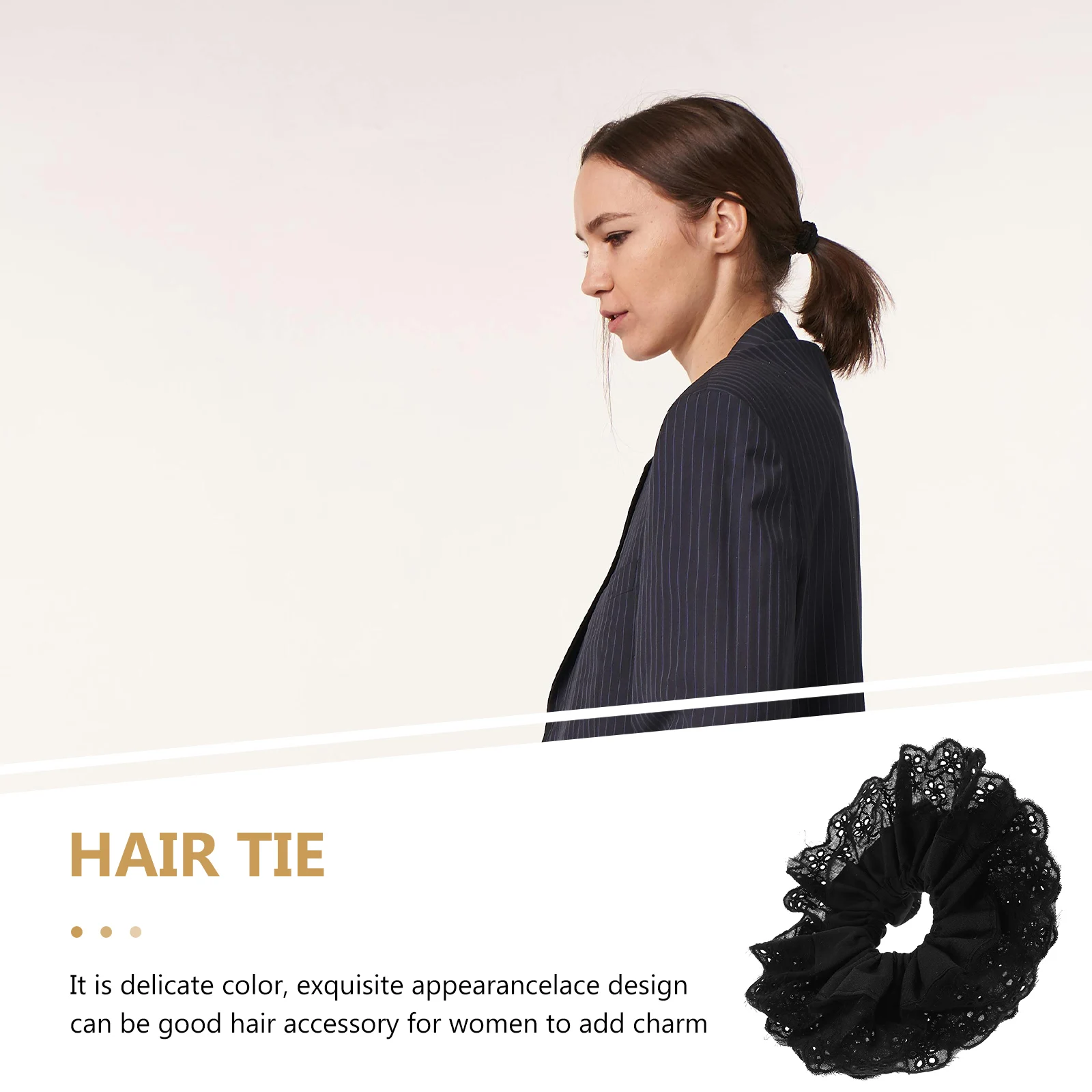 

Chic Lace Hair Scrunchies 18cm Double Layer Black White Ponytail Holders for Women Girls Accessories