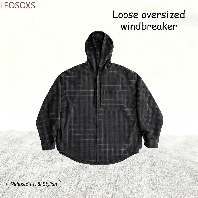 Retro Plaid Long Sleeve Men's Shirt Loose Casual Korean Style Jacket Trendy Handsome Outerwear Male Fashion Classic Checkered