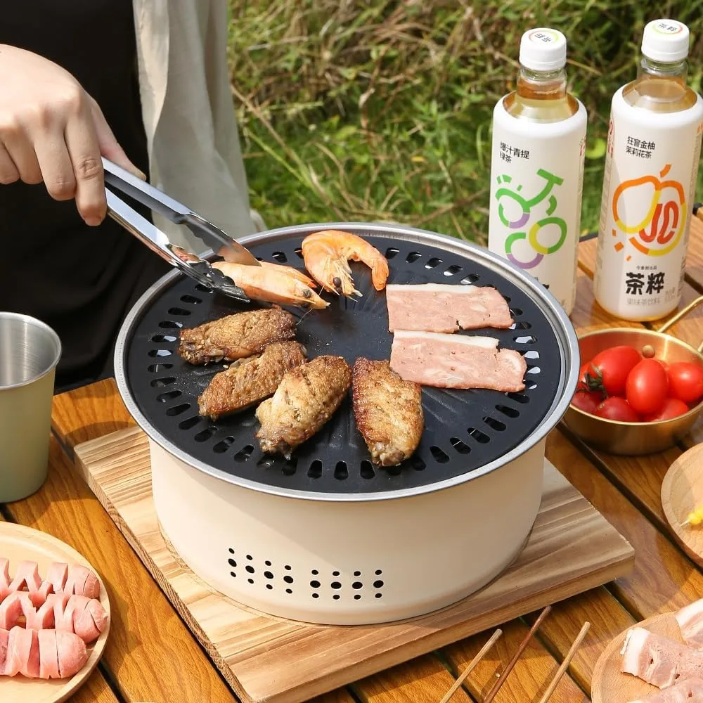 

1pc Portable Barbecue Charcoal Stove Stainless Steel Split Barbecue Stove Round Barbecue Rack Outdoor Camping Barbecue Tool