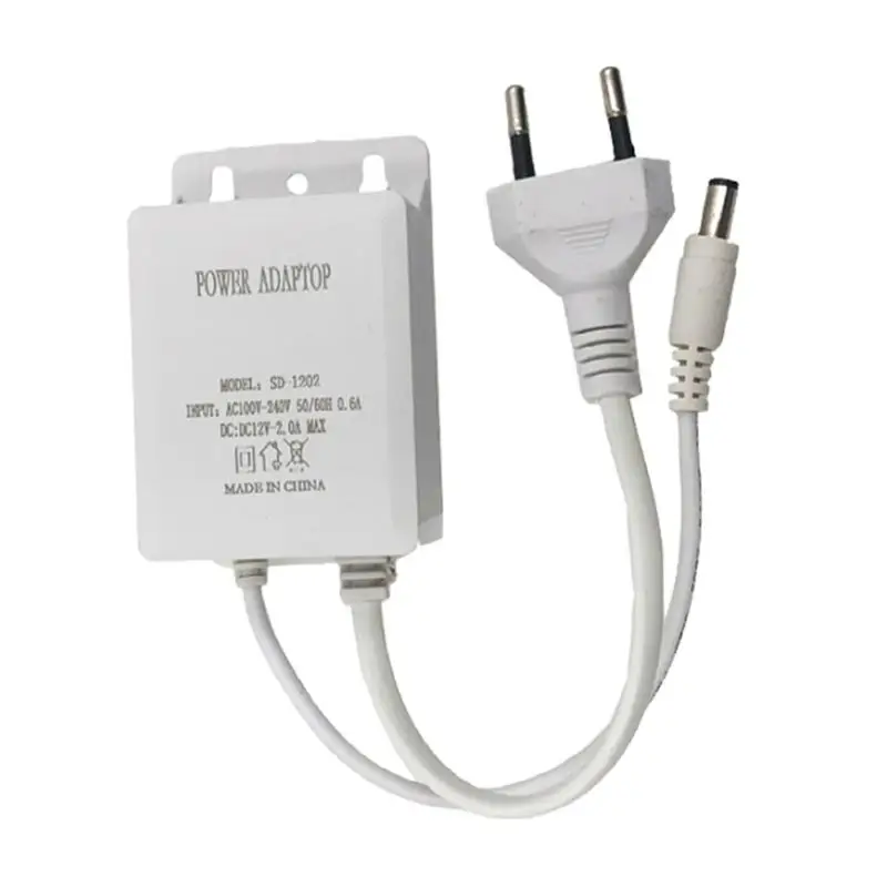 652F Waterproof Outdoor Power Adapter AC100 240V to DC12V 2A for Security Cameras