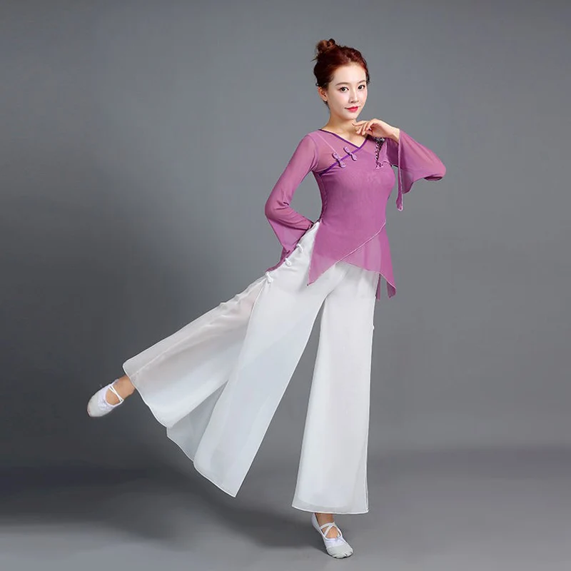 Elegant Dance Pants for Women,Adult Costume,Fairy Dancer Wear,Traditional Chinese Classical,Queen Performance Tops Female