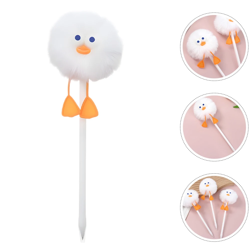 

3 Pcs Duck Hair Ball Pen Pens Fuzzy Ink Cute Girl Decorative for Kids Ballpoint