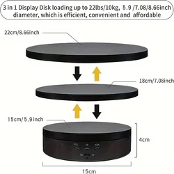 3 in 1 Rotating Display Stand, 360 Degree Rotating Display Stand with Remote Control for Photography Products and Video Show