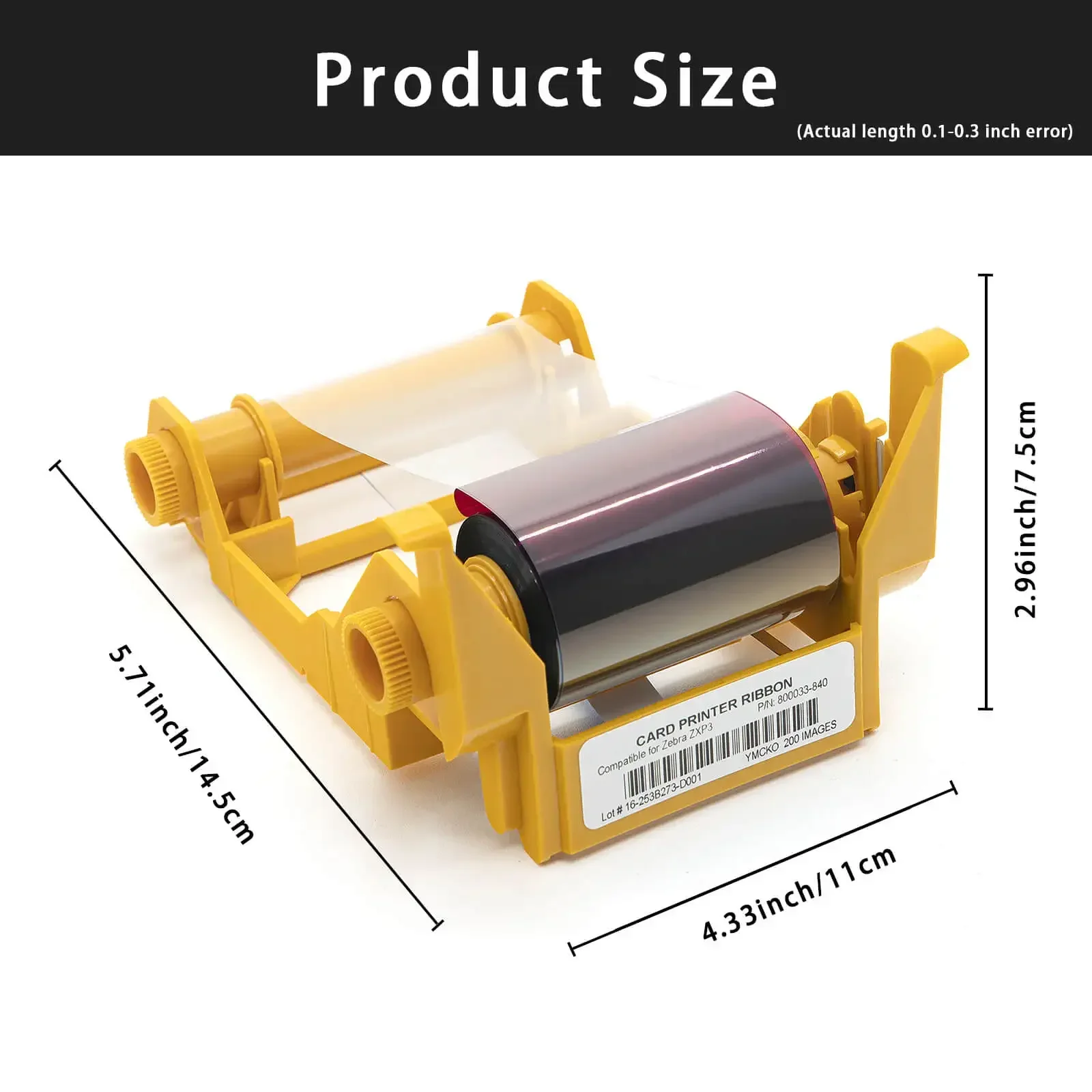 شريط YMCKO من سلسلة ZXP 3 ألوان لطابعة Zebra ZXP3 800033-840 200 مطبوعات 800033-840