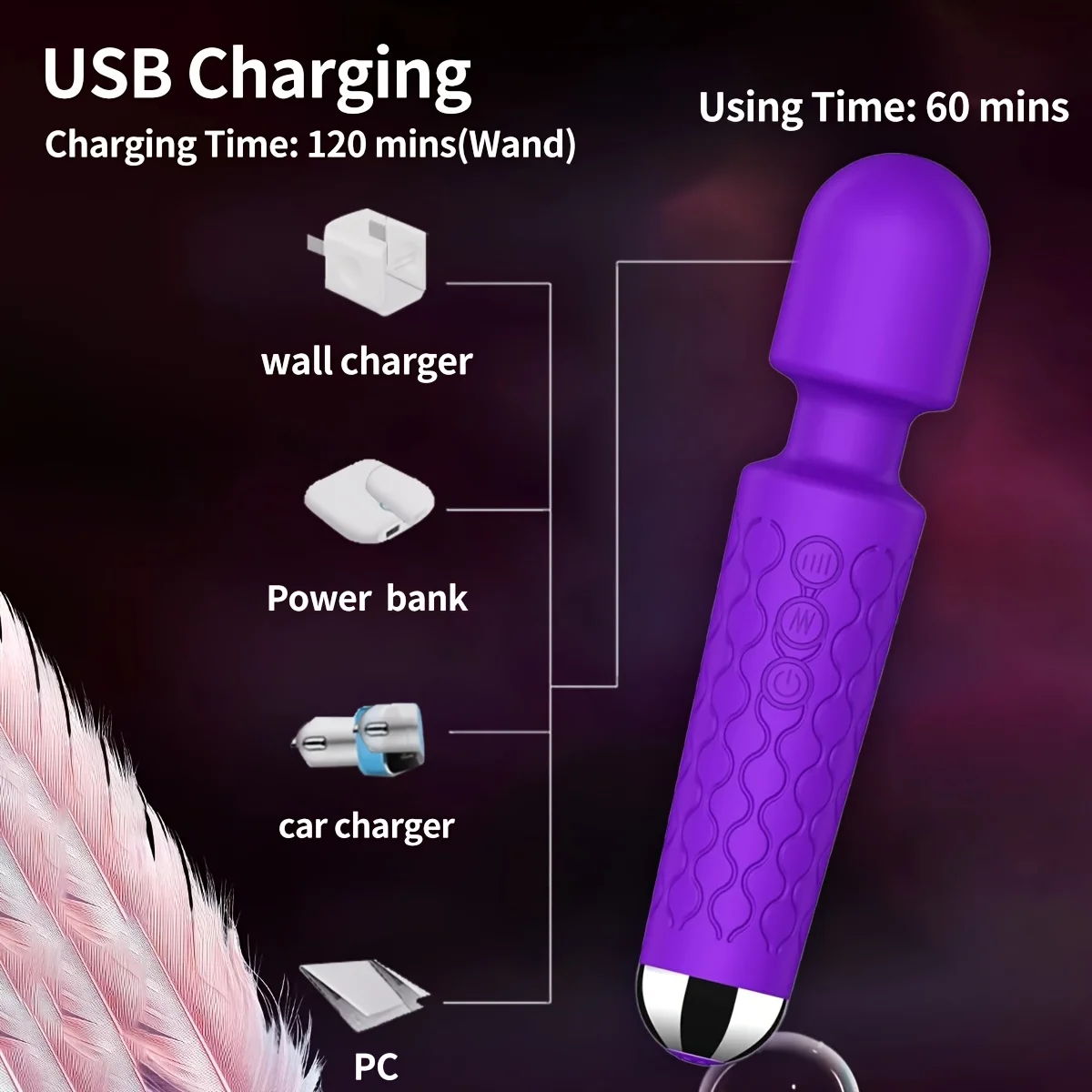 AV هزاز عصا مدلك شخصي البظر محفز لعبة الجنس للنساء 20 الاهتزاز 8 سرعة قابلة للشحن الهزاز الصغير ألعاب جنسية