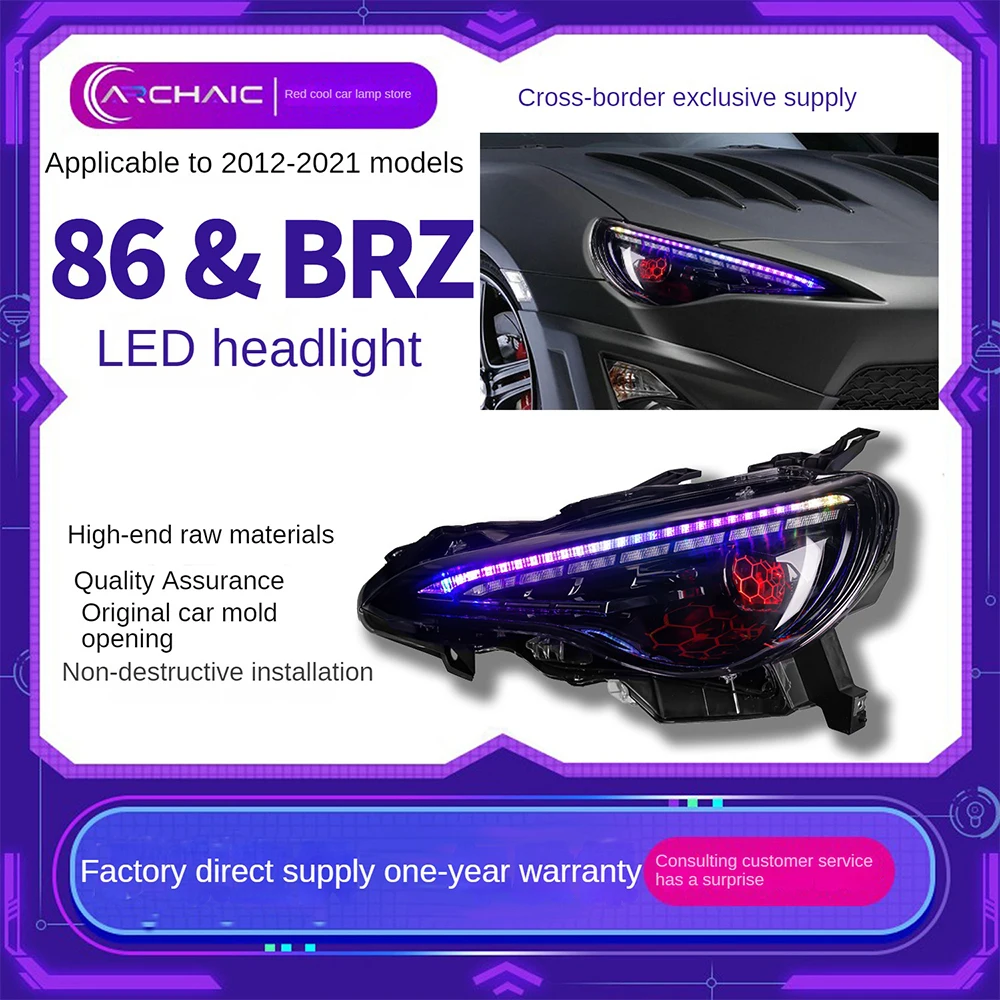 For Suitable for the 2012-2021 86/BRZ car one touch blue full LED headlight assembly modification to Archaic