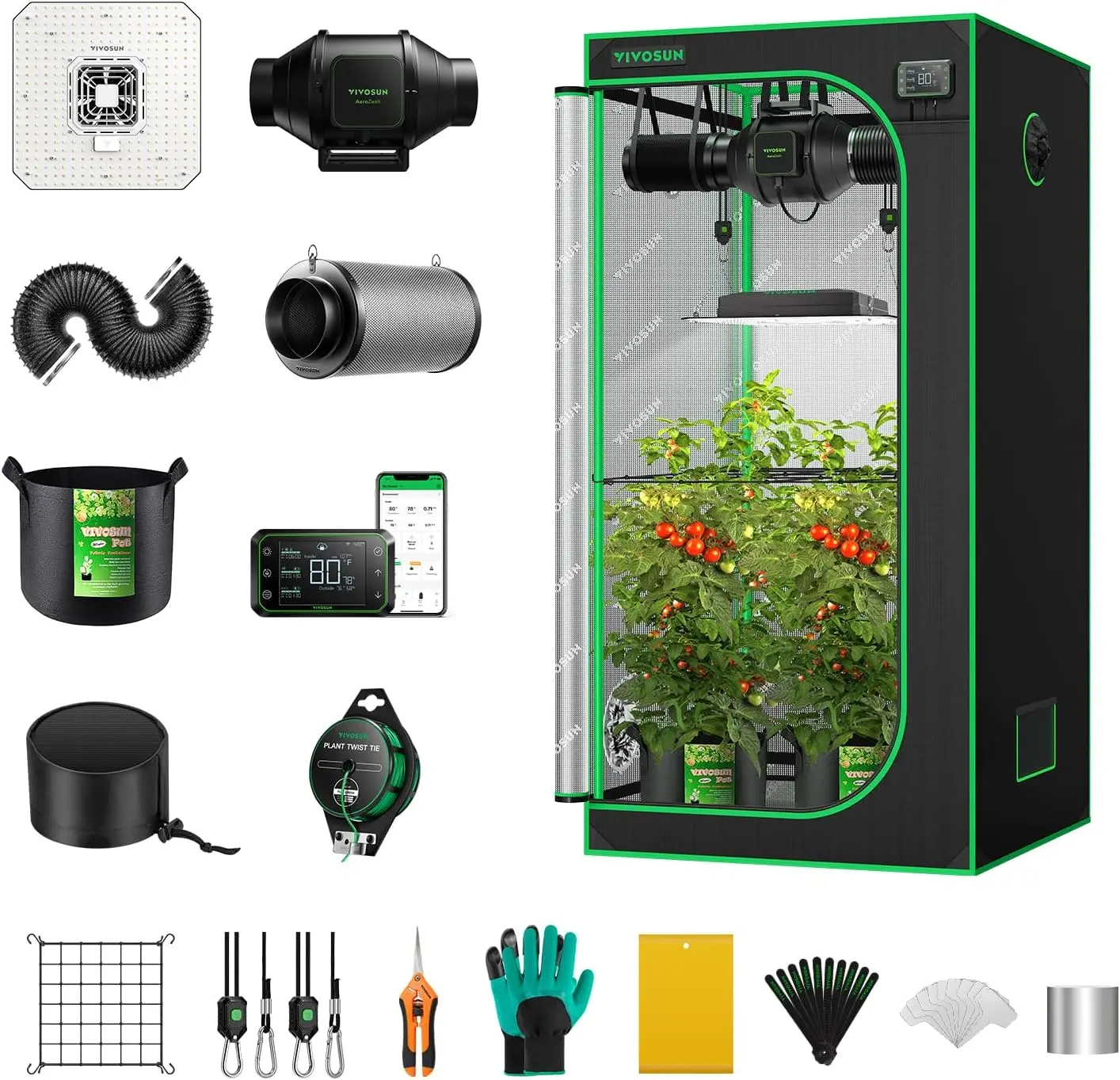 

Smart Grow Tent System WiFi-Integrated Grow Tent Kit Automate Ventilation Circulation Schedule Full Spectrum 150W LED Grow Light