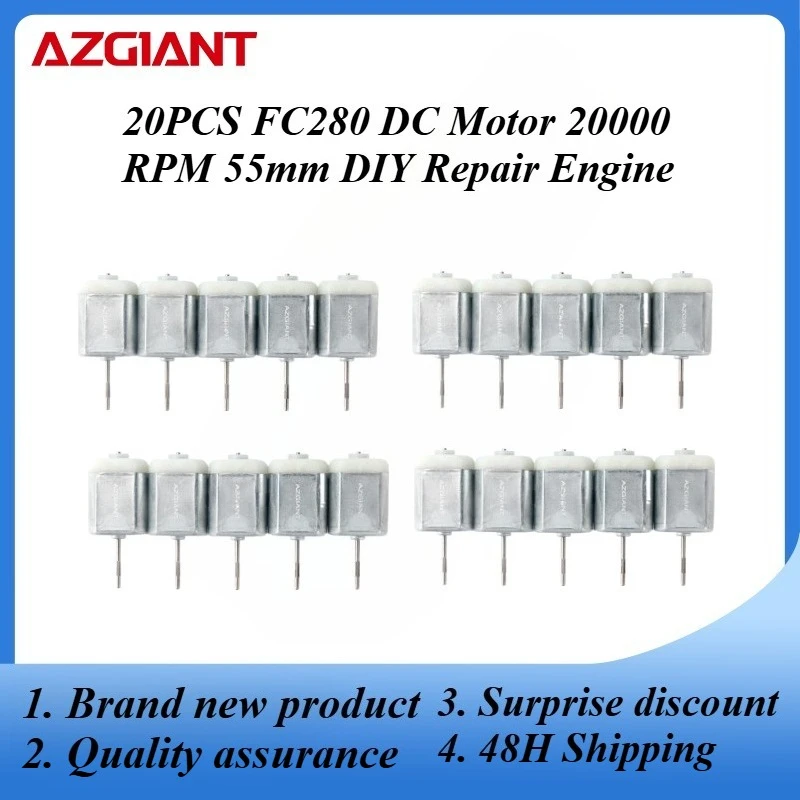 

20PCS FC280 DC Motor 20000 RPM 55mm DIY Repair Engine For Car Replacement Power Accesseries Forward Rotation Toy High Quality