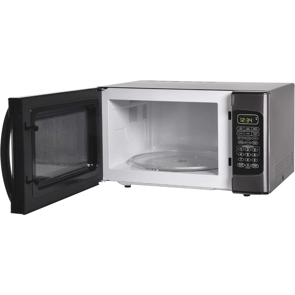 Horno microondas con temporizador de cocina y función de bloqueo para niños, encimera de pie cúbico 1,1, microondas de escritorio