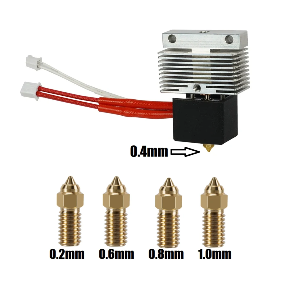 For Elegoo Neptune 4/4Pro Hotend+0.2mm/0.4mm/0.6mm/0.8mm/1.0mm Nozzle Kit 24V 40W Heating Rod for Elegoo Neptune4/4Pro