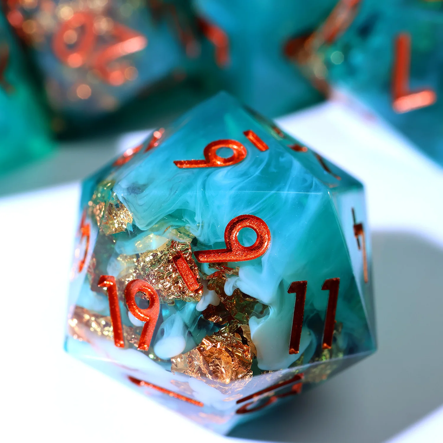 

7Pcs/Set Deep Sea Thalassophobia Resin Polyhedral Dice Set,Ocean Wave RPG DND Dice for Dungeons and Dragons-N4