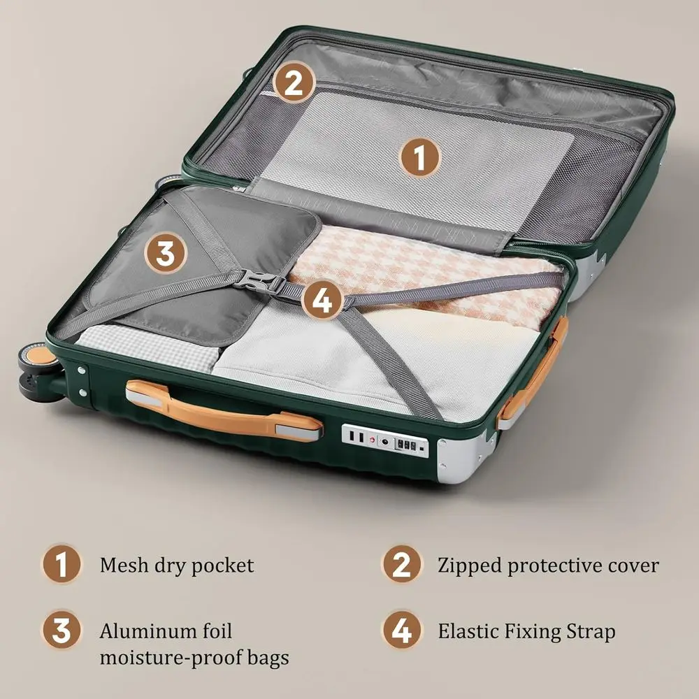 20 Lightweight Hardshell Spinner Suitcase, TSA Lock, Anti-Scratch Corners, Green