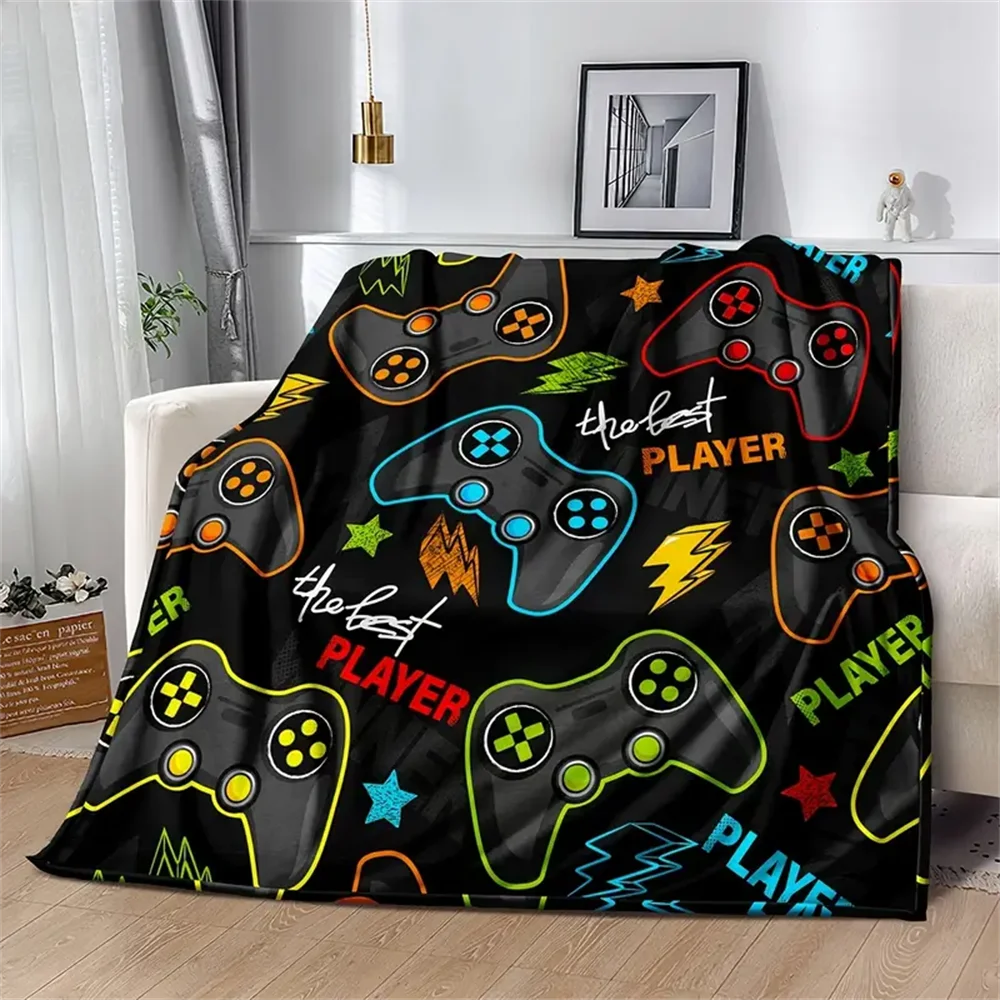 

1pc Flannel Blanket,Game Controller Switch Gamepad Pattern Blanket,Cozy Warm Soft Blanket For Sofa Office Bed And Travelling
