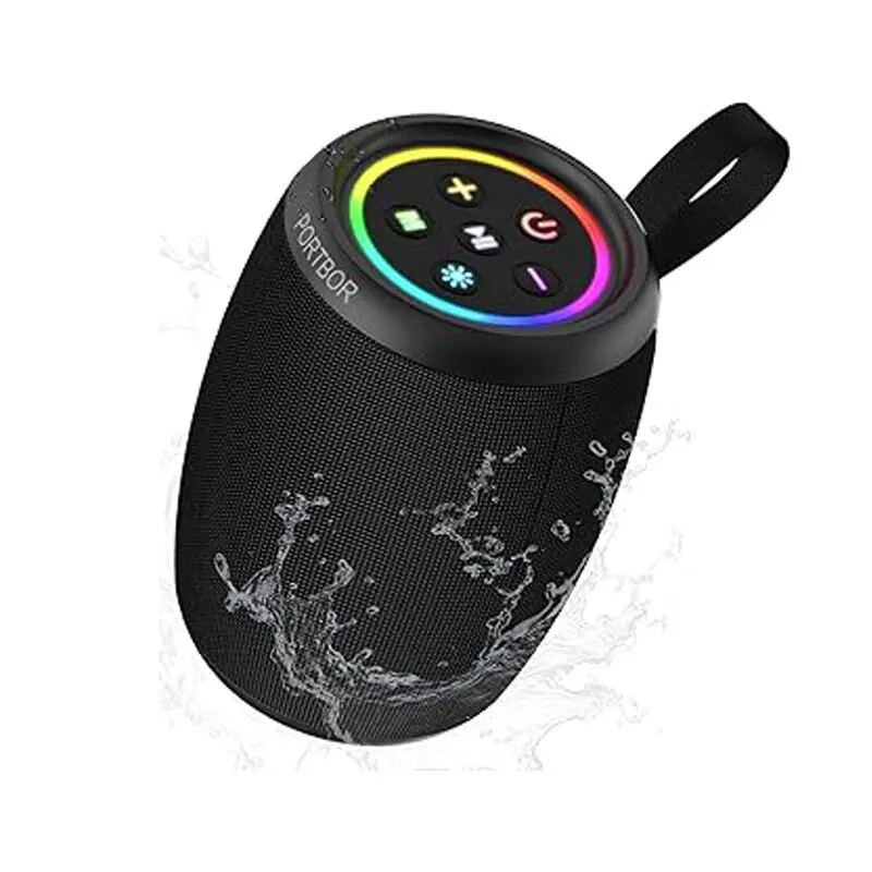 Bluetooth speaker, portable high fidelity wireless speaker with FM radio, waterproof, suitable for outdoor camping and hiking