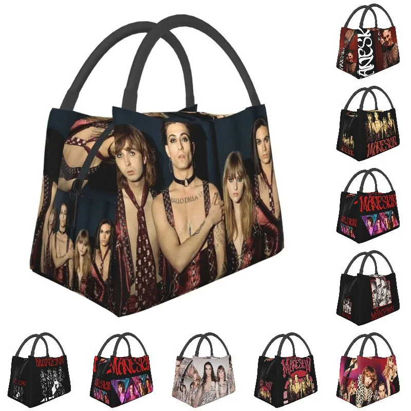 

Maneskin Rock Band Insulated Lunch Bags for Women Rome Stoner Rock Portable Thermal Cooler Bento Box Hospital Office