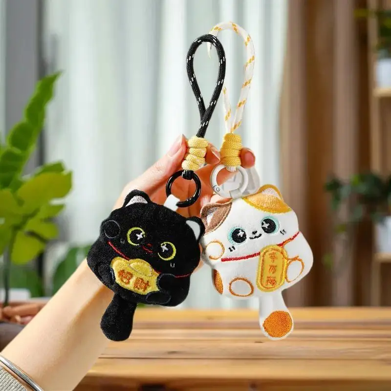 1/2 Pièces Adorable Mascotte Chat Porte-Bonheur en Peluche, Pendentif Porte-clés, Cordon de Suspension pour Sac, Cadeau Souvenir de Bénédiction du Nouvel An Chinois