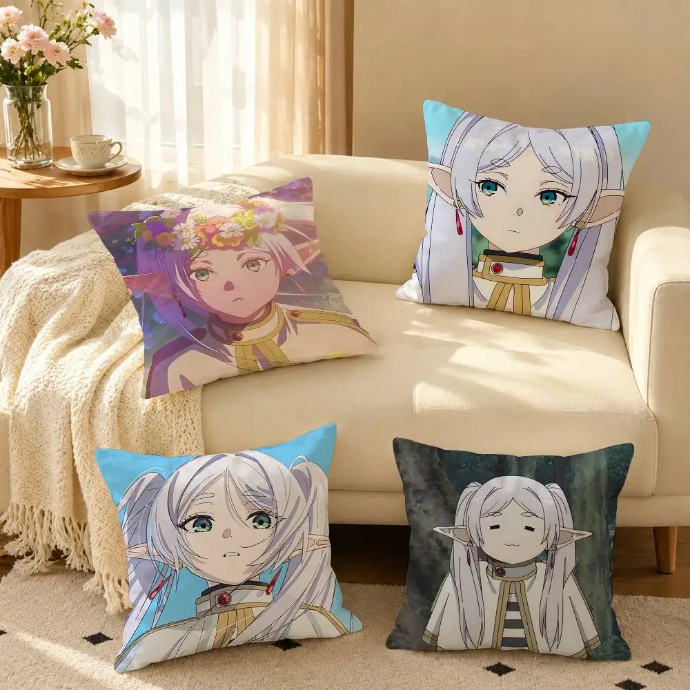 Frieren Beyond Journeys End Frieren Pillow Case Square Double-Sided Sofa Cushion Cover Bedroom Bedside Pillow