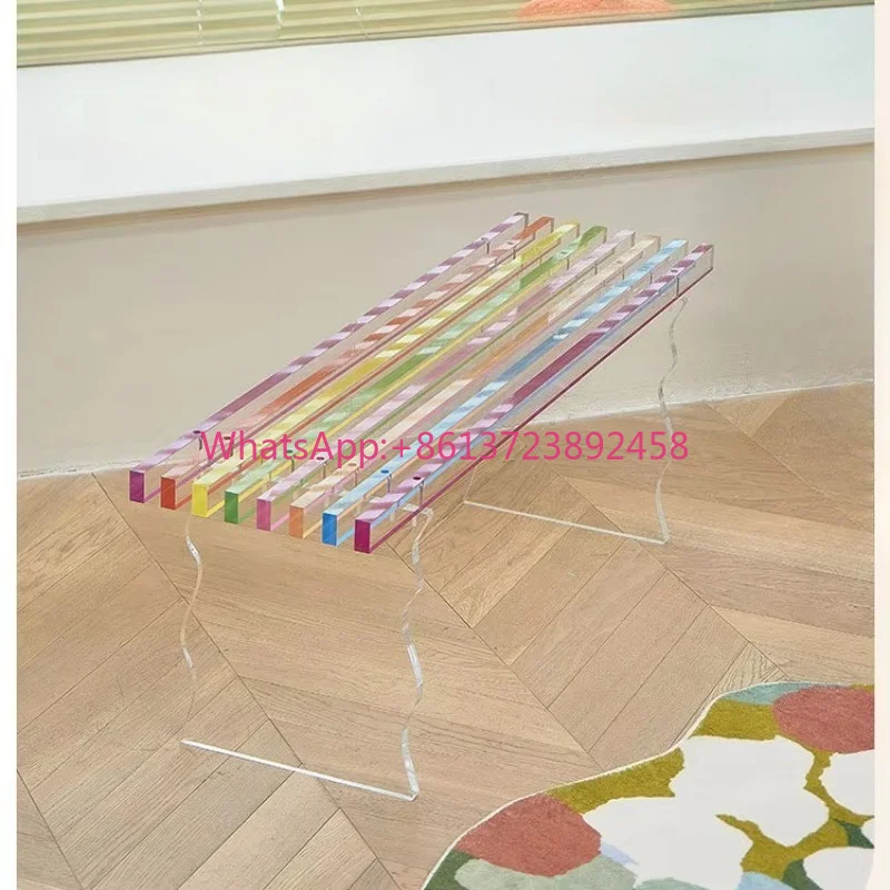 New creative rainbow bench home door shoe changing stool clothing store acrylic chair