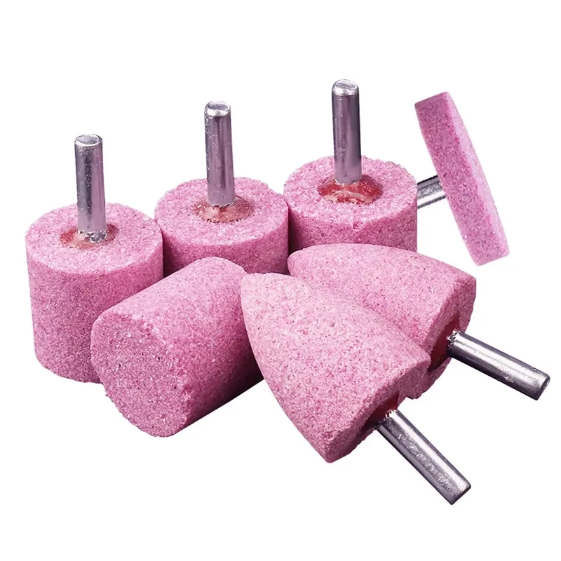 1Pcs 6mm Shank 16/20/25~/40mm Pink Corundum Polishing Wheel Grinding Head Abrasive Tool Mounted Stone Points Rotary Accessories